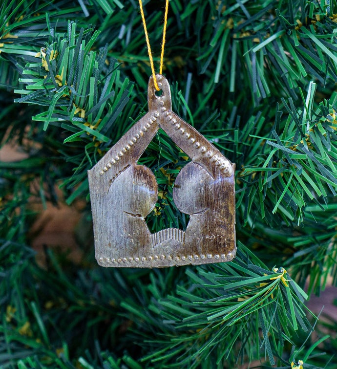 Creche Design Steel Drum Ornament, Set Of 2