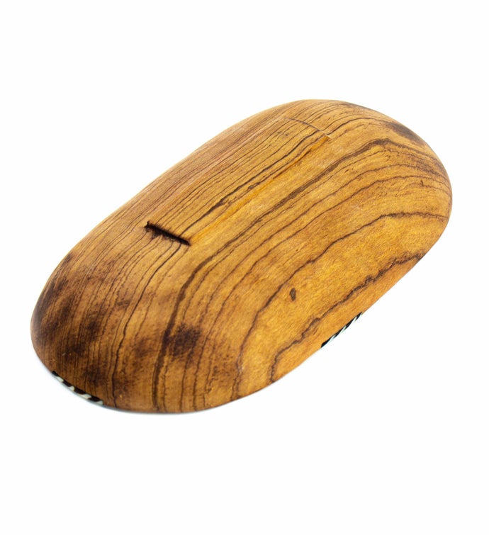 Olive Wood Serving Bowls With Bone Inlay Accent