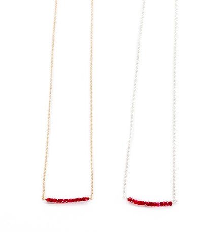 Michelle Bead Bar Necklace In Ruby