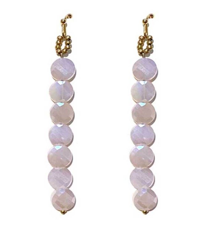 Irridescent Petal Pink Crystal Drop Earrings