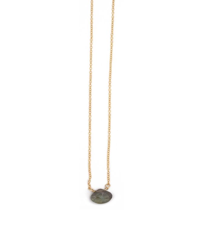 The Stephanie Delicate Drop Necklace In Labradorite