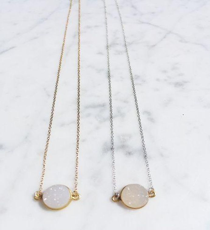 Mrs. Parker Necklace In White Druzy