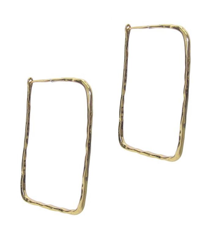 Gold Wire Rectangle Earring