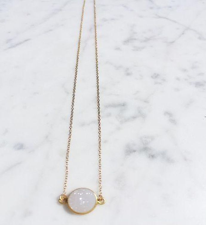 Mrs. Parker Necklace In White Druzy