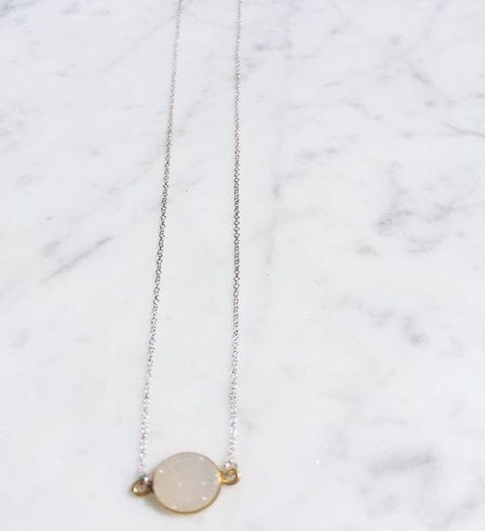 Mrs. Parker Necklace In White Druzy