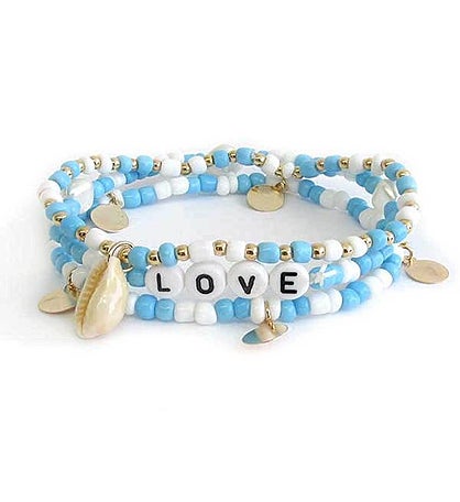 Freshwater Pearl Blue Bracelet Set Of 3 Love