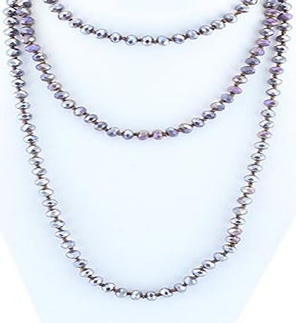 Light Purple Crystal Necklace  With Decorative Knot