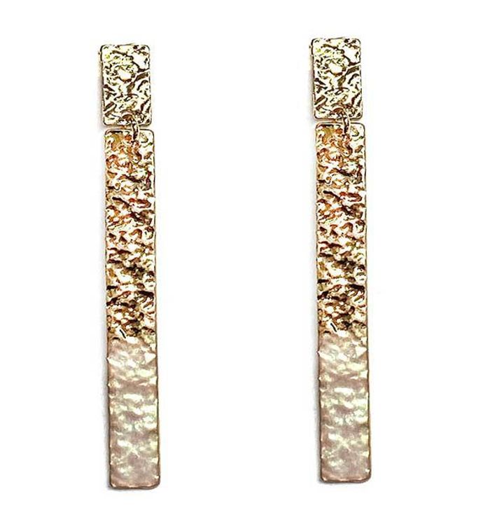 White Dipped Gold Hammered Dangle Earring