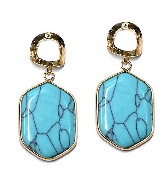 Copper Turquoise Stone Drop Earring