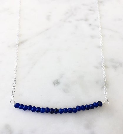 Michelle Bead Bar Necklace In Sapphire