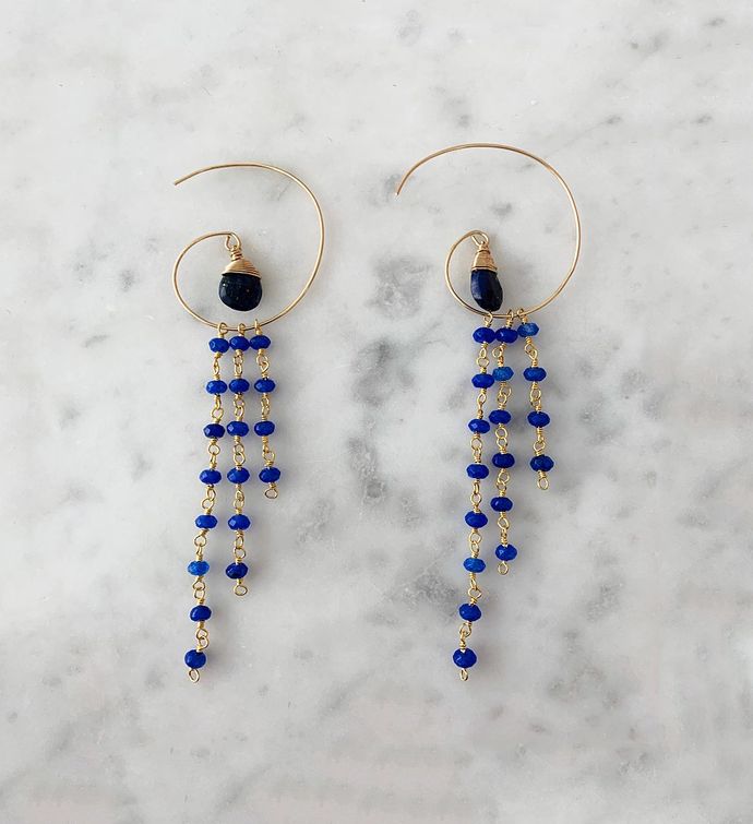 The Jessica Sapphire And 14k Gold Filled Wire Drop Earrings