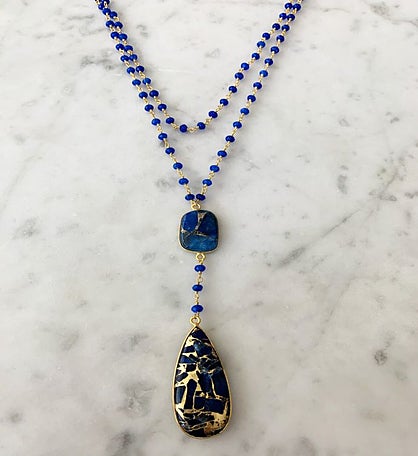 Diana Double Necklace Sapphire blue Mojave Copper Turquoise