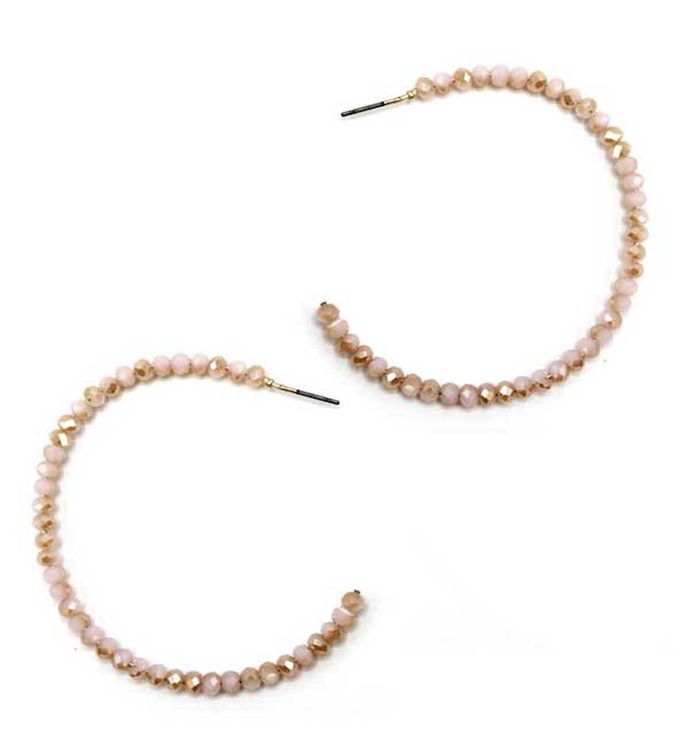 Pink And Silver Stone Hoop Earring