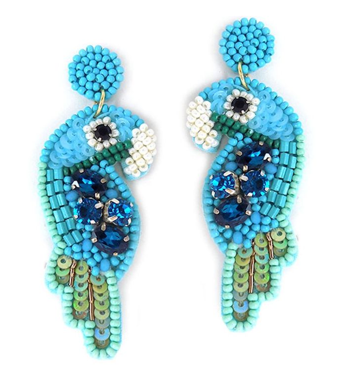 Handmade Blue Parrot Earring