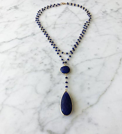 Diana Double Denmark Necklace Sapphire With Sapphire Drop