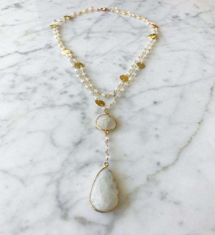Diana Double Denmark Necklace Moonstone With Moonstone Drop