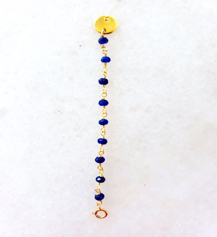 Semi precious Bead Necklace Extender   Sapphire