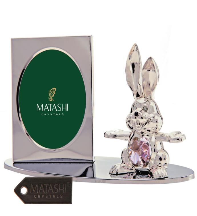 Matashi Silver Plated Picture Frame With Crystal Decorated Cartoon Bunny