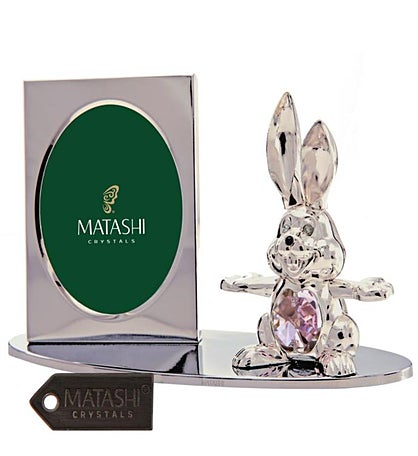 Matashi Silver Plated Picture Frame With Crystal Decorated Cartoon Bunny