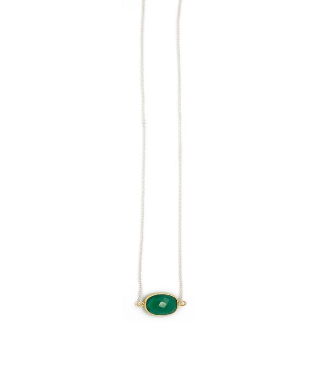 Mrs. Parker Necklace In Green Onyx   Gold