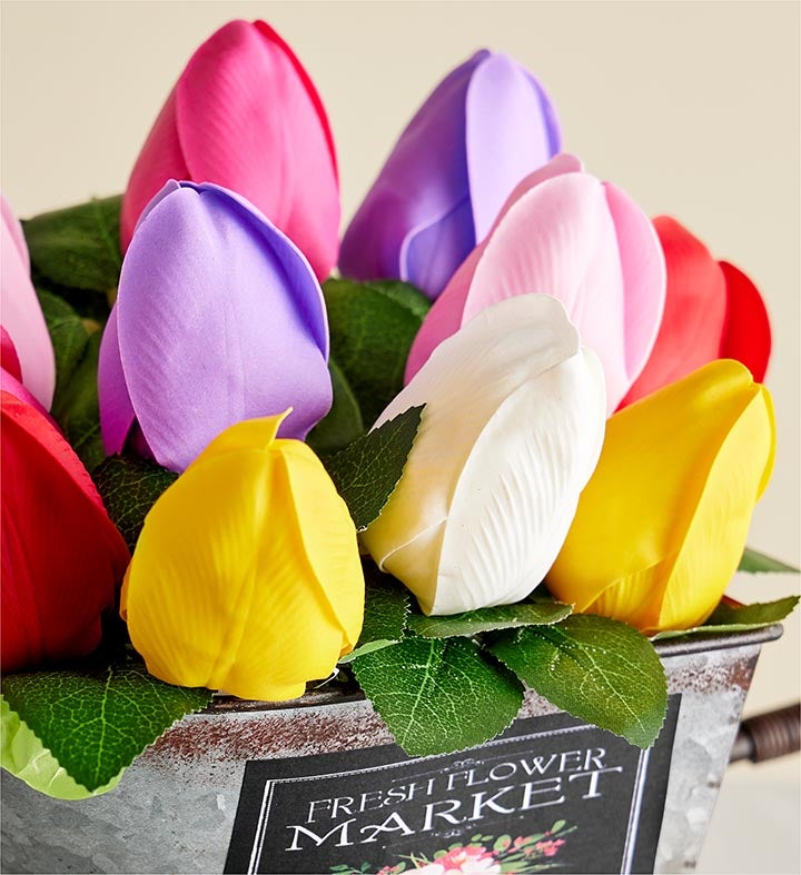 Spring Tulip Market Wheelbarrow Soap Flowers