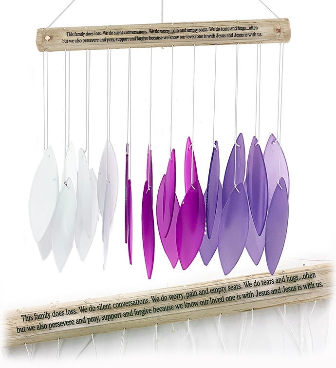 Memorial Stained Glass Purple Wind Chime Sun Catcher Combo