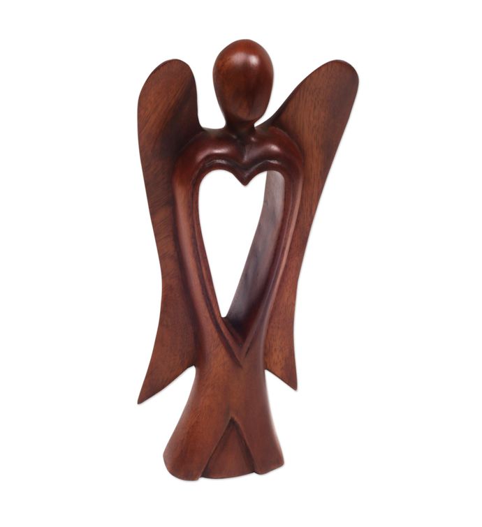 Novica Heart Of An Angel Wood Figurine