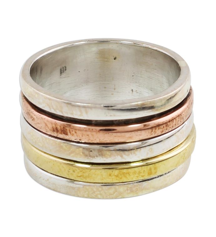 Novica Sleek Simplicity Sterling Silver Meditation Spinner Ring