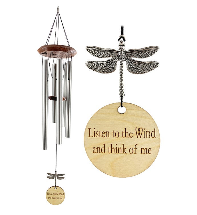 Memorial Silver Dragonfly Wind Chime