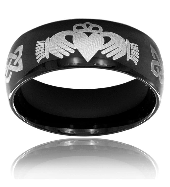 Mens black clearance claddagh ring