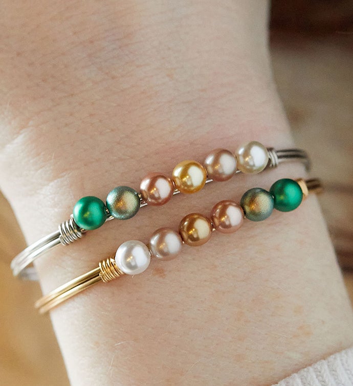 Luca + Danni Pot O' Gold Ombre Crystal Pearl Bangle Bracelet