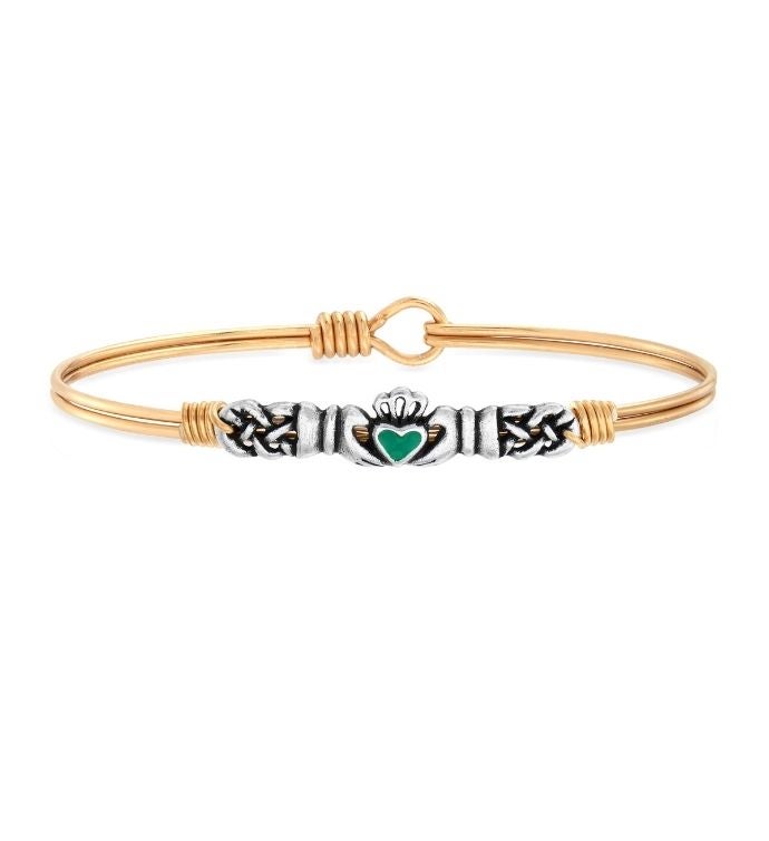 Luca + Danni Green Claddagh Bangle Bracelet