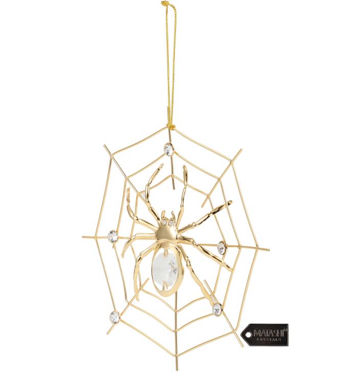 Matashi 24k Gold Plated Crystal Studded Lucky Spider Ornaments