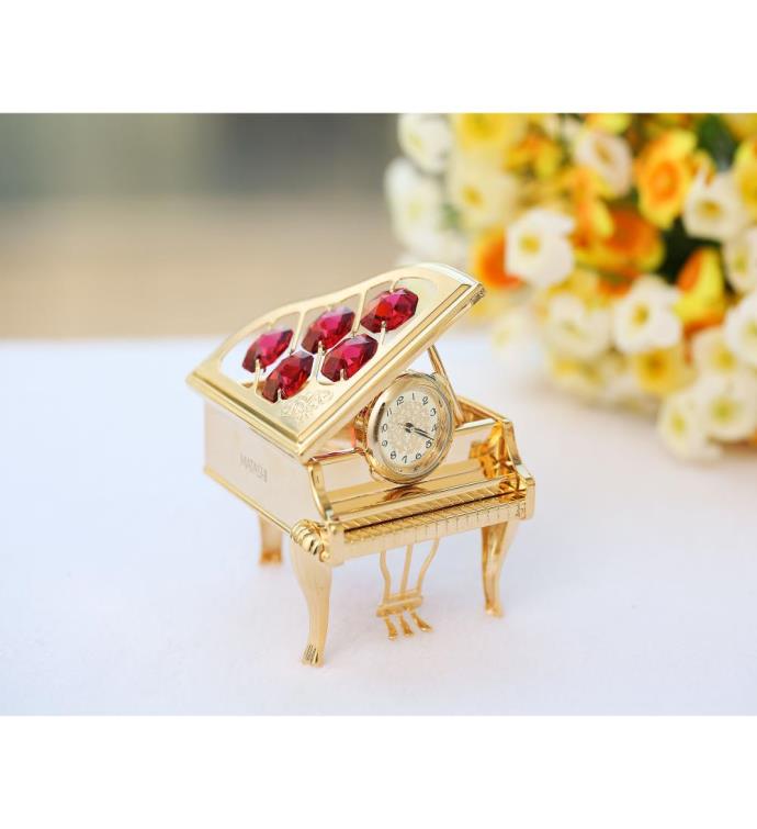 Plated Vintage Piano Desk Clock