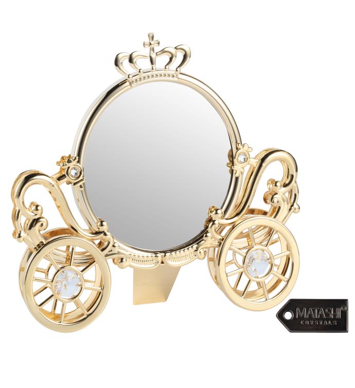 Plated Double Sided Cinderella Princess Coach Mirror With Crystals
