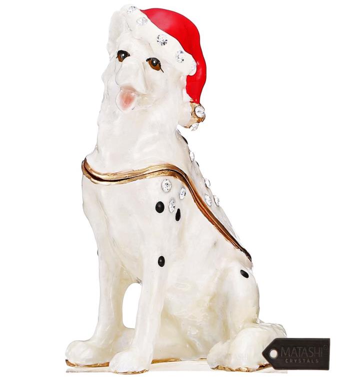 Christmas Dog Trinket Box With Crystals