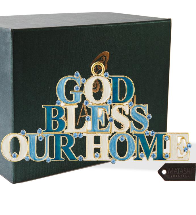 Matashi God Bless Our Home Welcome Wall Art Sign Hanging Wall Ornament