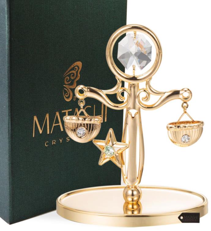 24k Gold Plated Crystal Studded Scale Ornament By Matashi
