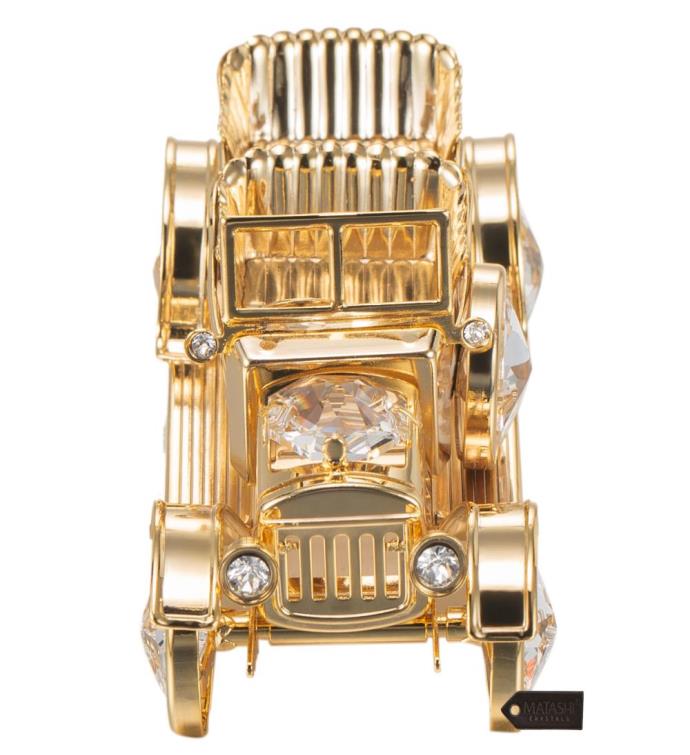 Name 24k Gold Plated Crystal Studded Vintage Car Ornament By Matashi