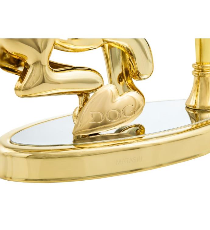 24k Gold Plated Puppy Pen Set (black Ballpoint) Table Top Ornament