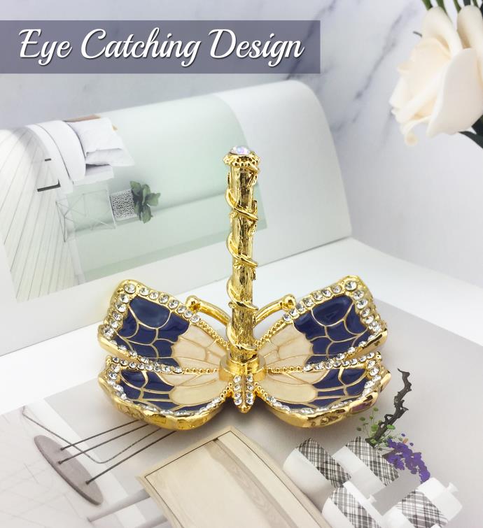 Gold Plated Butterfly Jewelry Ring Holder By Matashi