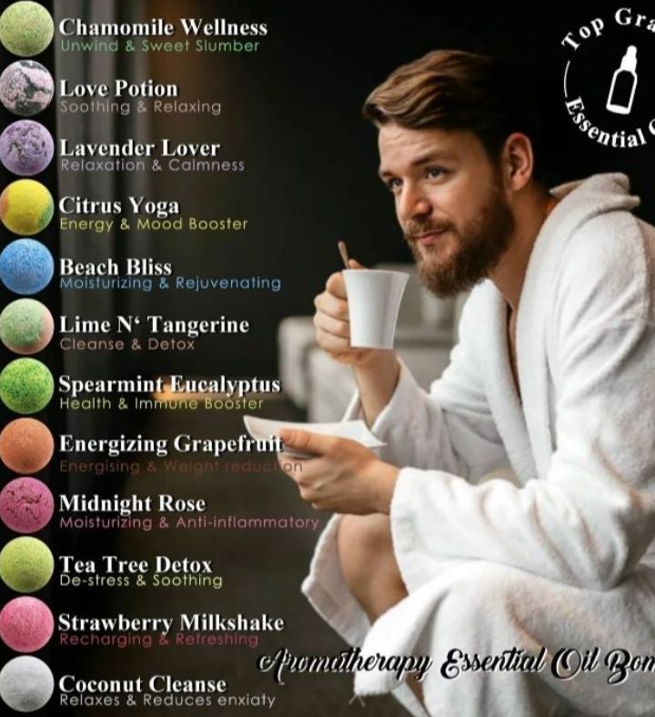 Men's Bath Bomb Gift Set, Natural, With Essential Oils, Shea Butter