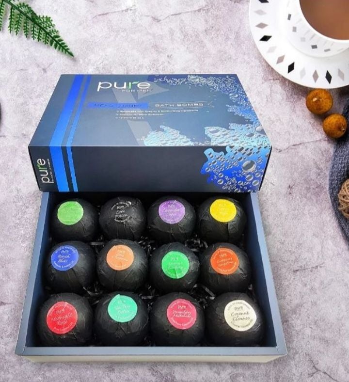 Men's Bath Bomb Gift Set, Natural, With Essential Oils, Shea Butter