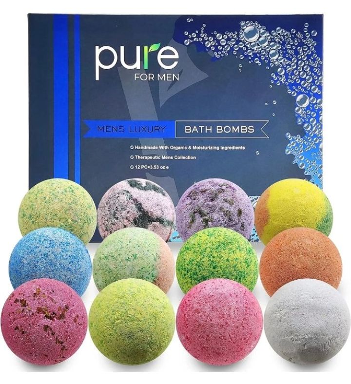 Men's Bath Bomb Gift Set, Natural, With Essential Oils, Shea Butter