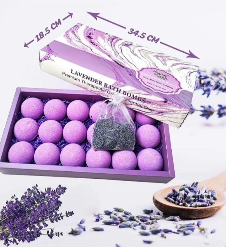 Lavender Bath Bombs Gift Set. Natural, Essential Oils, With Gift Card