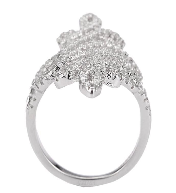 Rhodium Plated Brilliant Cubic Zirconia Ring For Women