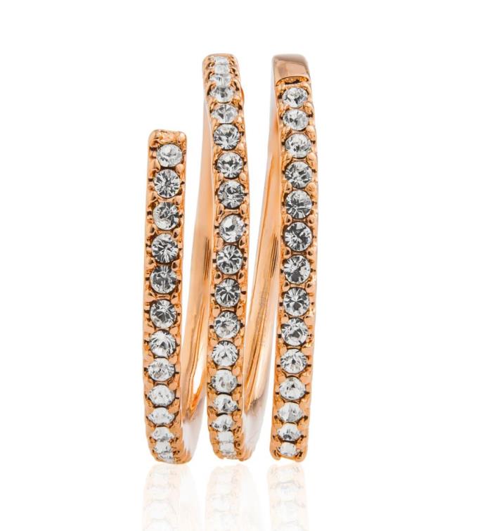 18k Rose Gold Plated Luxury Coiled Ring Designed W/ Crystals