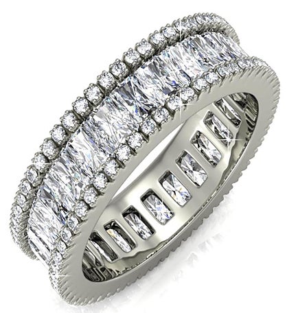 Matashi 18k White Gold-plated Eternity Ring For Women Emerald Cut Cz