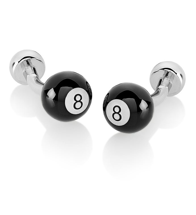 Men's Polished Curved 8 Ball Cuff Links