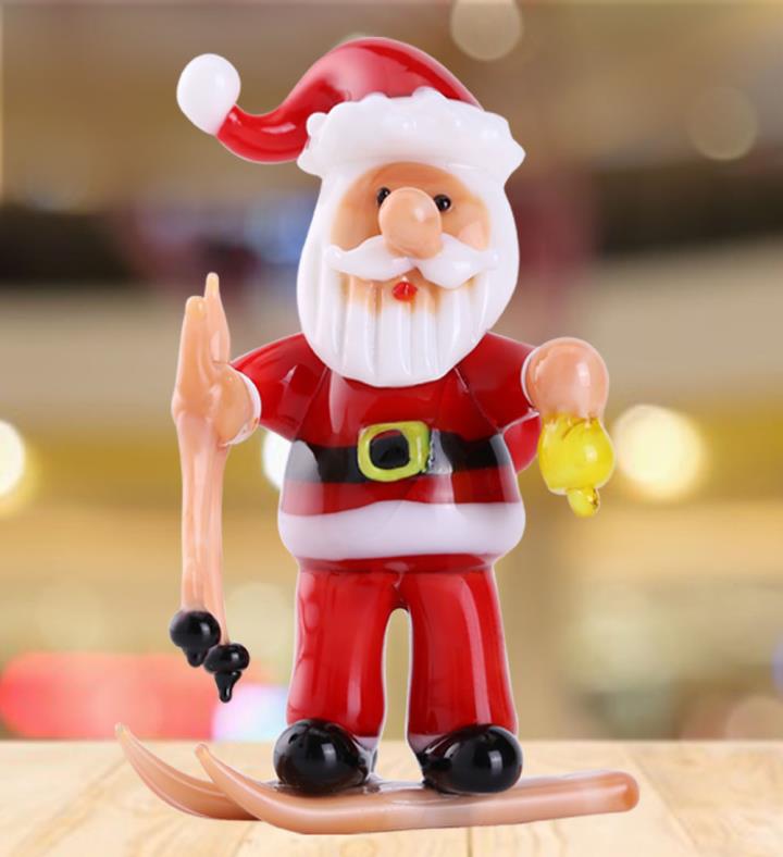 Christmas Decorative Santa with Skis Figurine